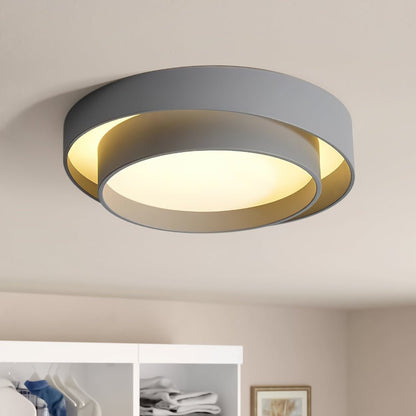 Moderne Flush Mount Loftlys med Koncentriske Ringe – LED Belysning til Stue Loftlamper Tech Butik Varm Hvid Grå