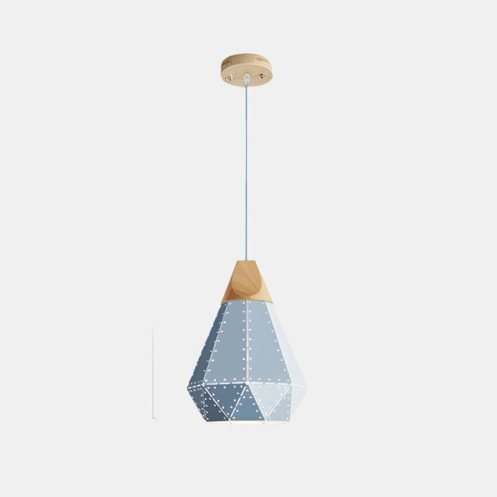 Moderne Geometrisk Pendellampe med Diamantmønster Hængelamper Tech Butik A Huller Blå 22cm
