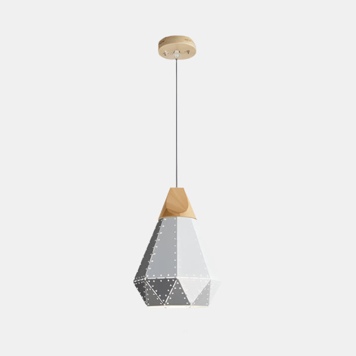 Moderne Geometrisk Pendellampe med Diamantmønster Hængelamper Tech Butik A Huller Grå 22 cm