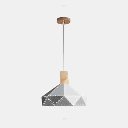 Moderne Geometrisk Pendellampe med Diamantmønster Hængelamper Tech Butik B Huller Grå 30 cm