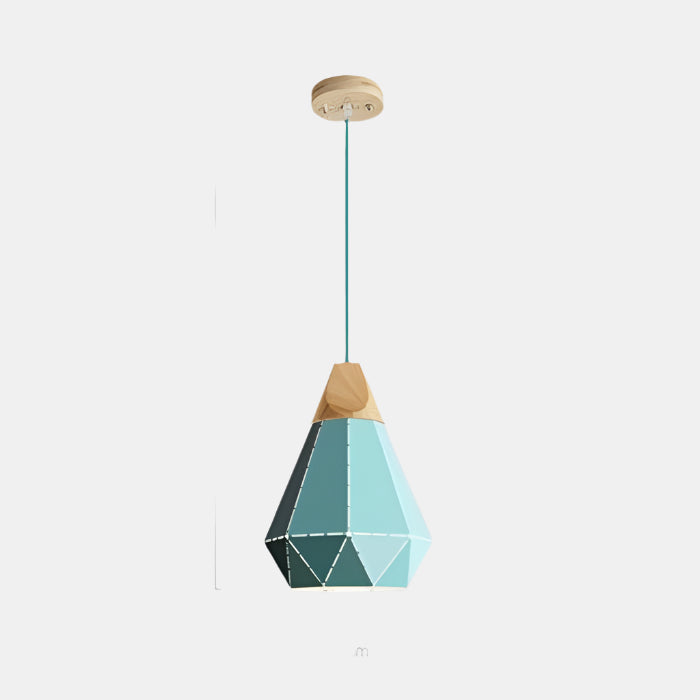 Moderne Geometrisk Pendellampe med Diamantmønster Hængelamper Tech Butik A Grøn 22 cm