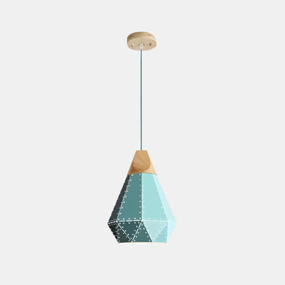 Moderne Geometrisk Pendellampe med Diamantmønster Hængelamper Tech Butik A Huller Grøn 22 cm