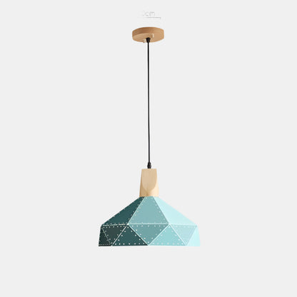 Moderne Geometrisk Pendellampe med Diamantmønster Hængelamper Tech Butik B Huller Grøn 30 cm