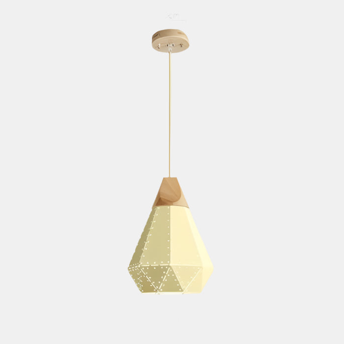 Moderne Geometrisk Pendellampe med Diamantmønster Hængelamper Tech Butik A Huller Gul 22 cm