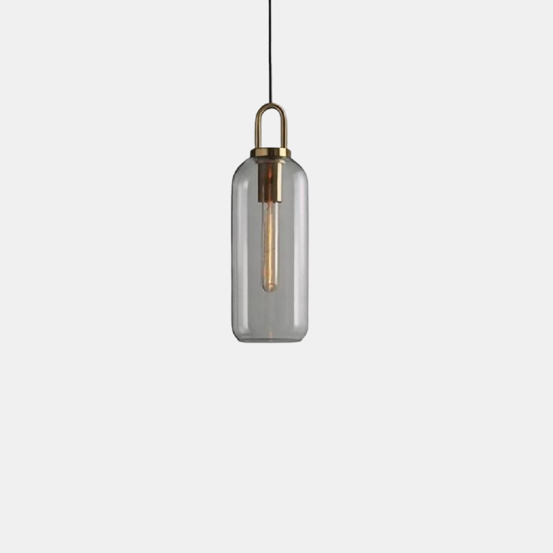 Moderne Glaspendellamper med Elegant Messingfod Pendellampe Tech Butik Cylinder Klar Lille Cylinder (12.7 cm x 39.9 cm)