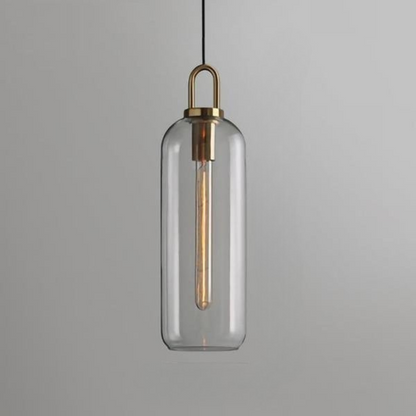 Moderne Glaspendellamper med Elegant Messingfod Pendellampe Tech Butik Cylinder Klar Stor Cylinder (15.2 cm x 50 cm)