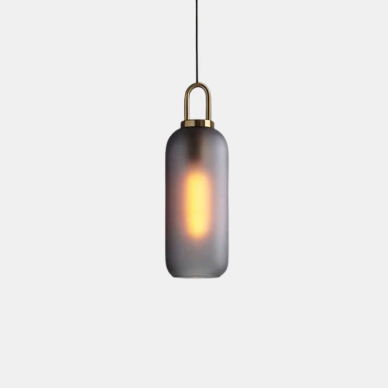 Moderne Glaspendellamper med Elegant Messingfod Pendellampe Tech Butik Cylinder Frosted Lille Cylinder (12.7 cm x 39.9 cm)