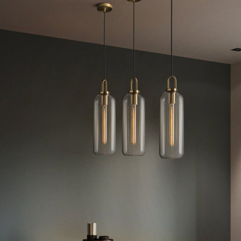 Moderne Glaspendellamper med Elegant Messingfod Pendellampe Tech Butik