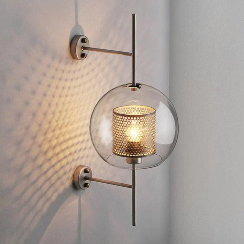 Moderne Honningkage Glas Væglampe Væglampe Tech Butik Sølv Glas Globe