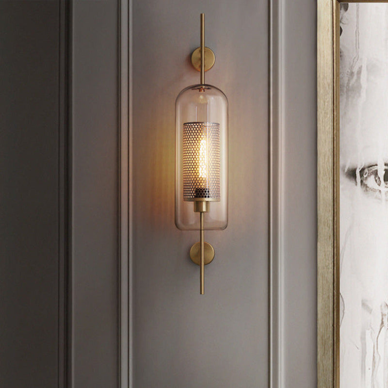 Moderne Honningkage Glas Væglampe Væglampe Tech Butik Messing Høj Glas