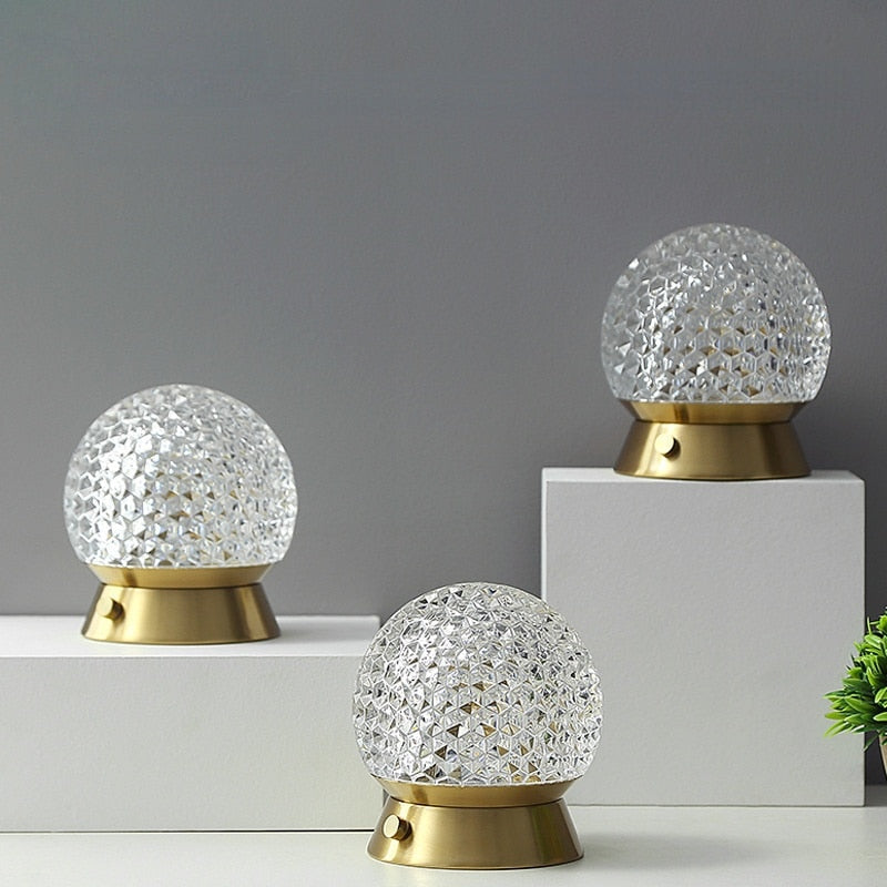 Moderne Krystalinspireret Trådløs LED Bordlampe Stemningsbelysning Tech Butik