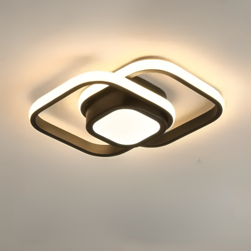Moderne LED-loftlampe med dobbelt ring til stilfulde rum Loftslamper Tech Butik Firkantet Sort