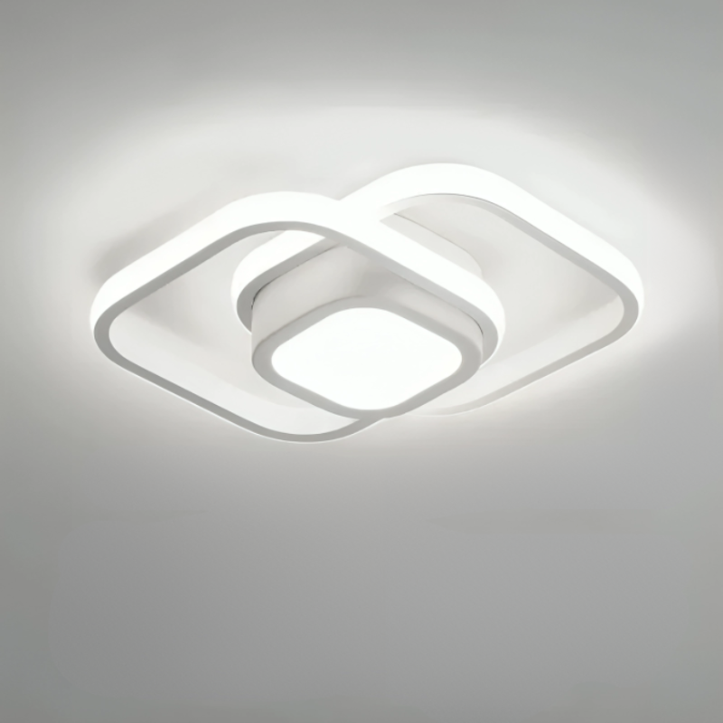 Moderne LED-loftlampe med dobbelt ring til stilfulde rum Loftslamper Tech Butik Firkantet Hvid