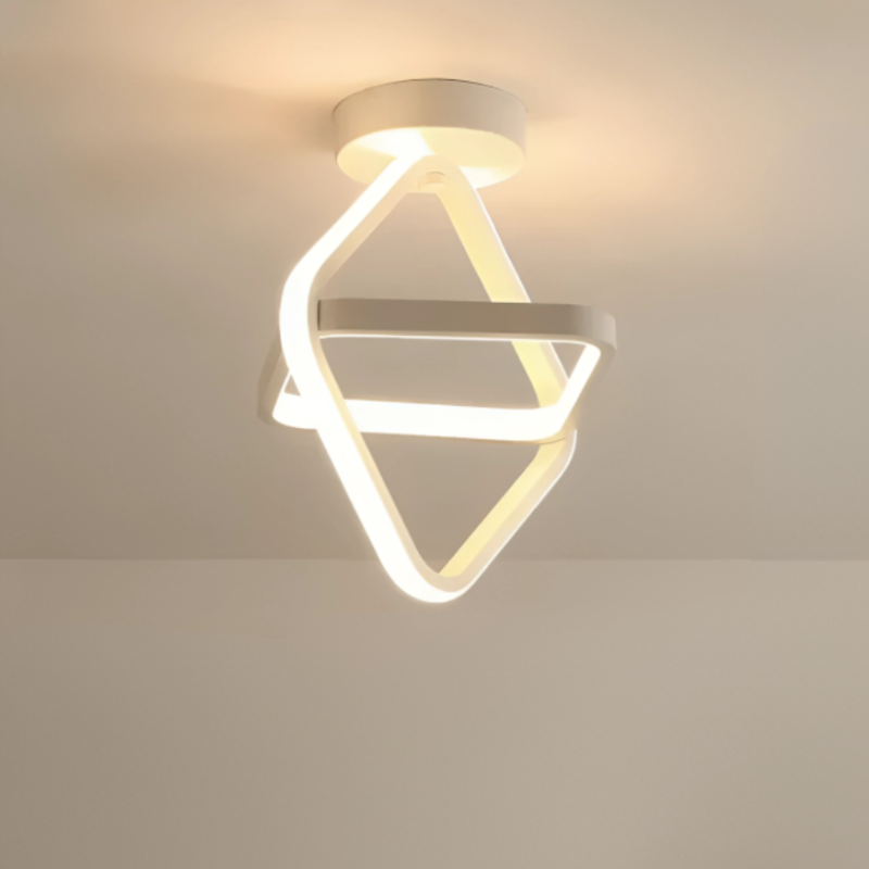Moderne LED-loftlampe med dobbelt ring til stilfulde rum Loftslamper Tech Butik Rektangulær Hvid