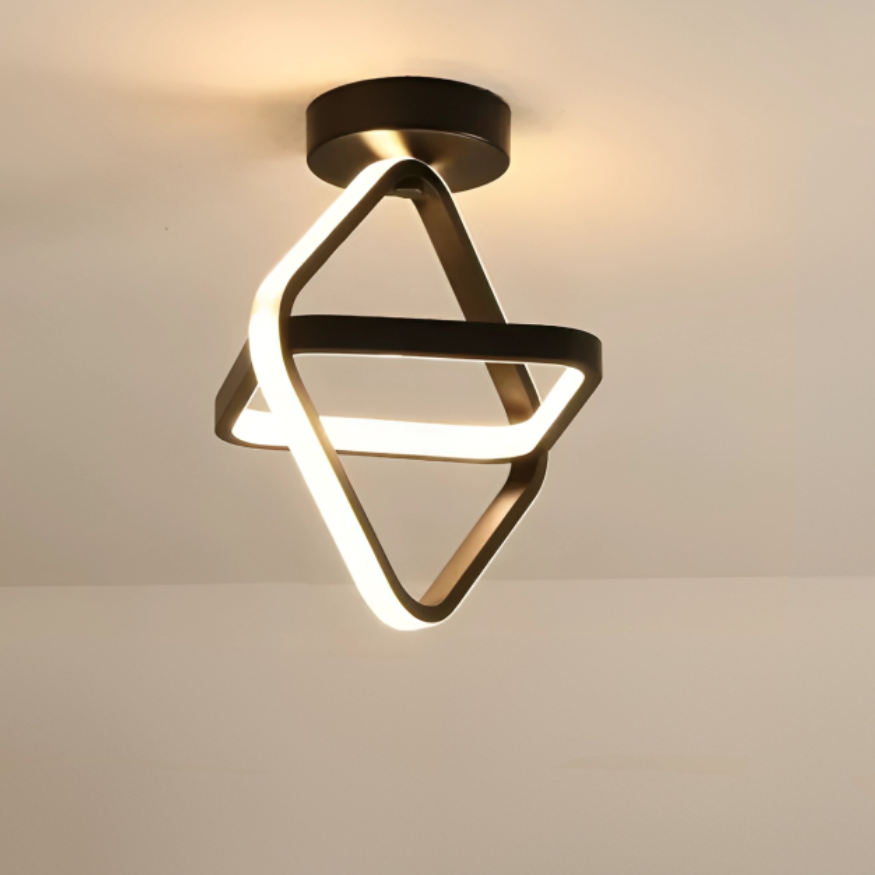 Moderne LED-loftlampe med dobbelt ring til stilfulde rum Loftslamper Tech Butik Rektangulær Sort