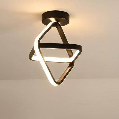 Moderne LED-loftlampe med dobbelt ring til stilfulde rum Loftslamper Tech Butik Rektangulær Sort