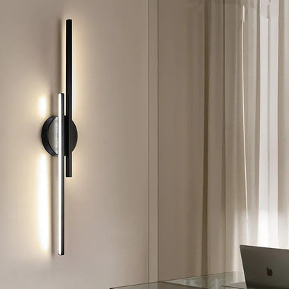 Moderne LED-væglampe i dobbeltlinjedesign Væglampe Tech Butik Sort Dæmpbar med Fjernbetjening