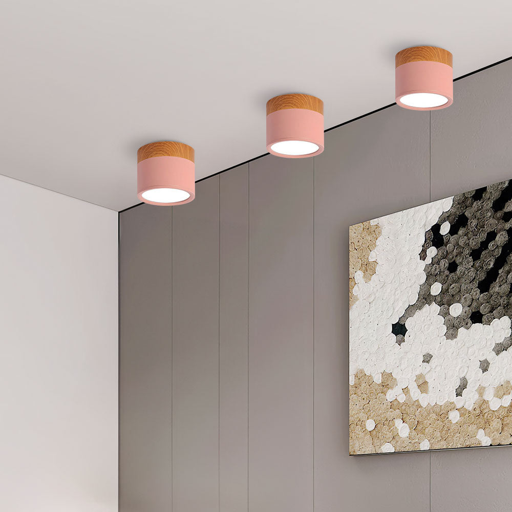 Pink Loftlampe i Flush Mount Design med Trædetalje Belysning Tech Butik