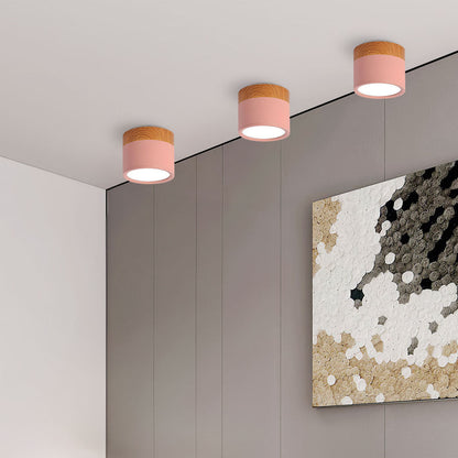 Pink Loftlampe i Flush Mount Design med Trædetalje Belysning Tech Butik