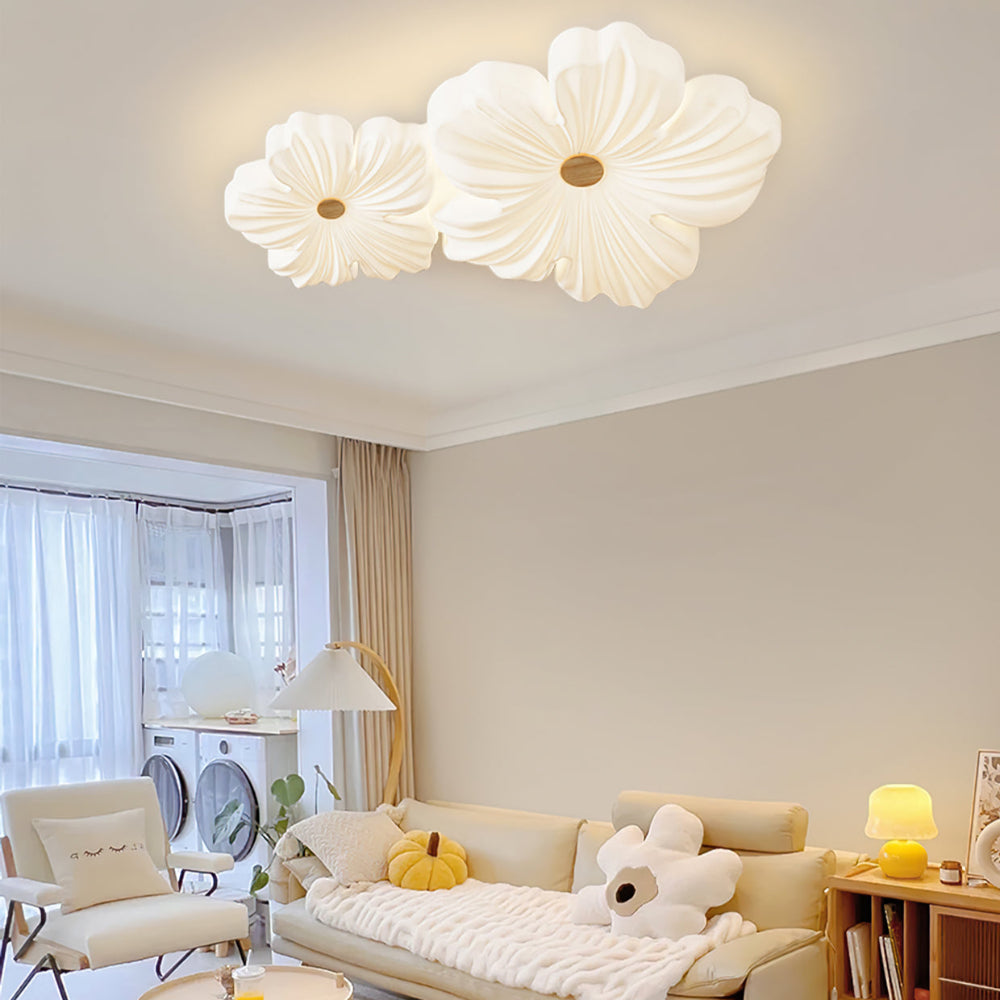 Moderne LED-loftlampe med cremefarvet kronblad til elegante interiører loftlampe Tech Butik