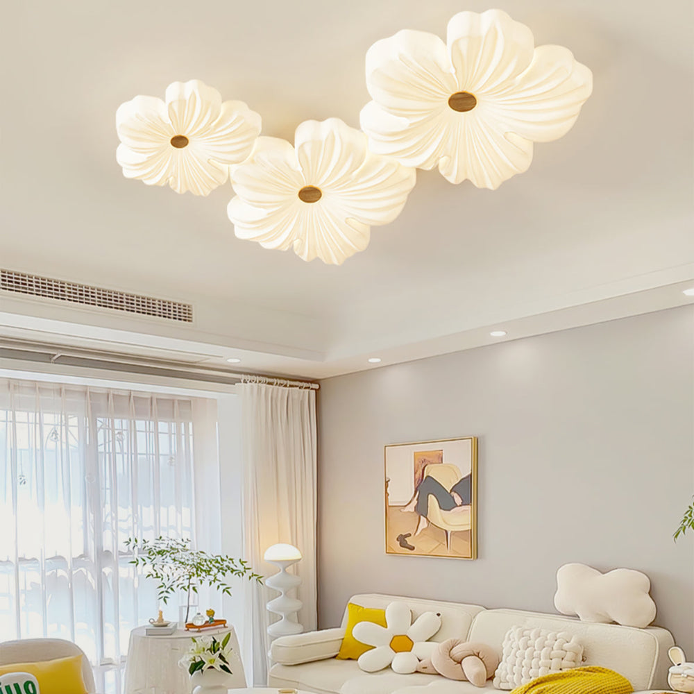 Moderne LED-loftlampe med cremefarvet kronblad til elegante interiører loftlampe Tech Butik