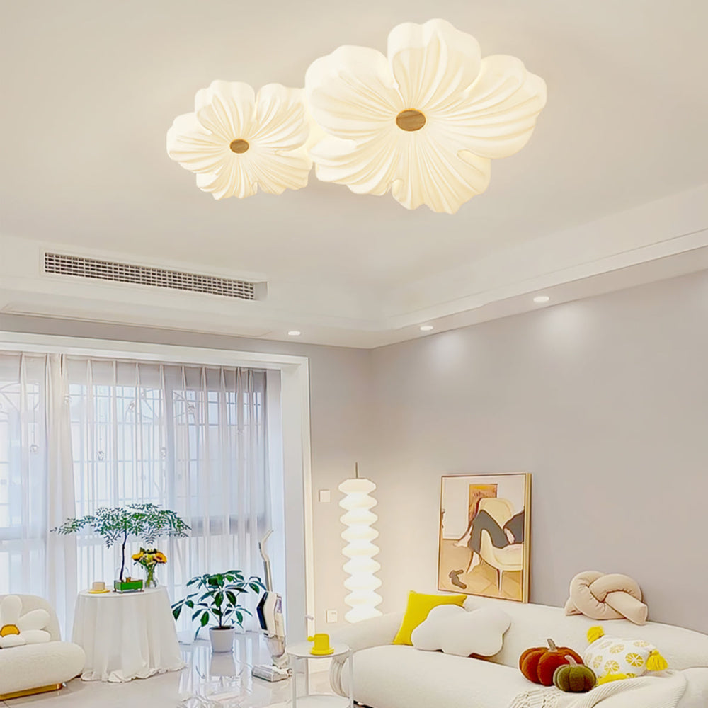 Moderne LED-loftlampe med cremefarvet kronblad til elegante interiører loftlampe Tech Butik