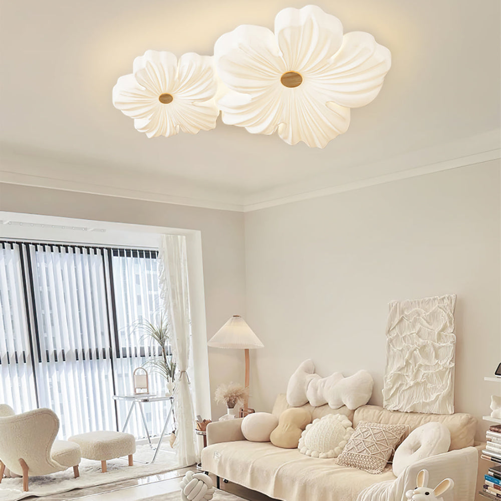 Moderne LED-loftlampe med cremefarvet kronblad til elegante interiører loftlampe Tech Butik