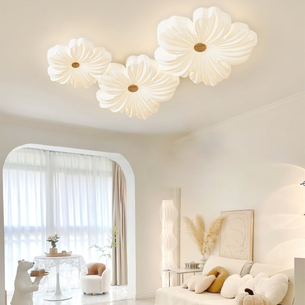 Moderne LED-loftlampe med cremefarvet kronblad til elegante interiører loftlampe Tech Butik