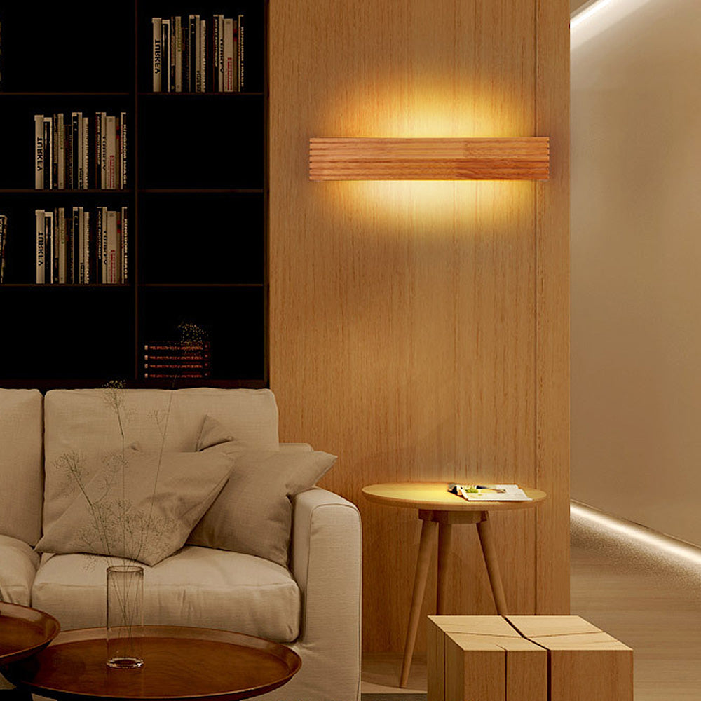 Væglampe i Moderne Trædesign med LED Belysning Tech Butik