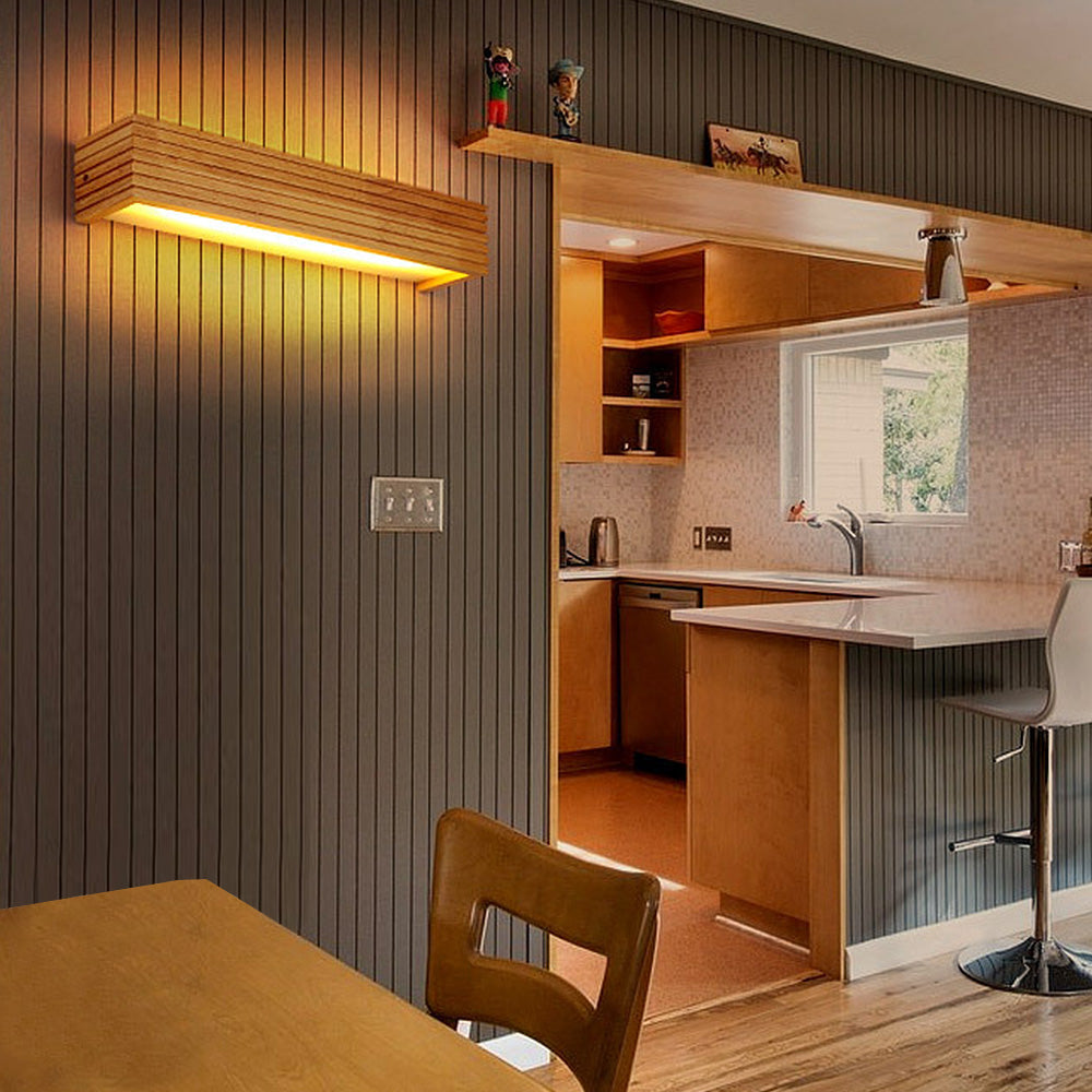 Væglampe i Moderne Trædesign med LED Belysning Tech Butik