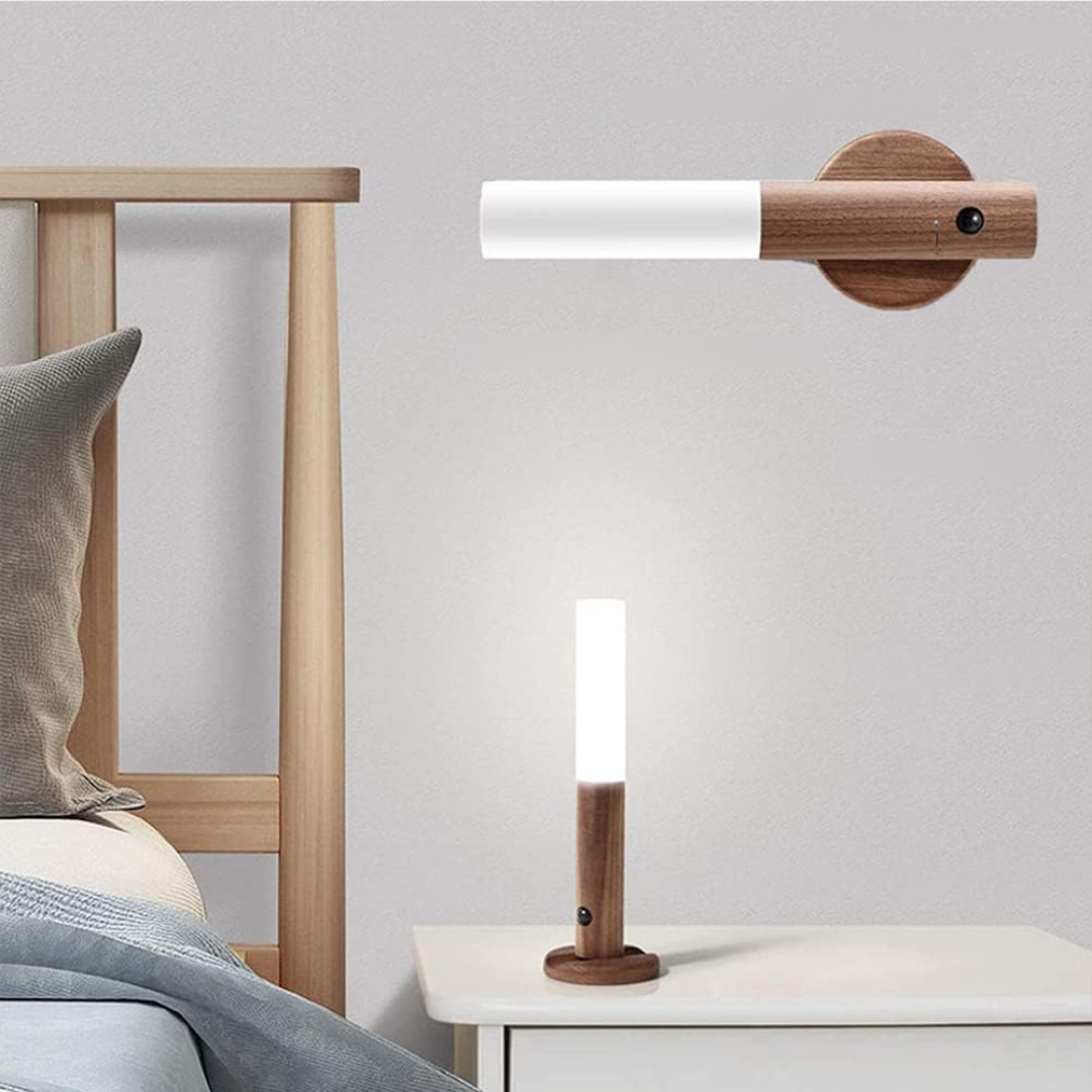 Træ-LED Væglampe – Natlampe med Bevægelsessensor Væglamper Tech Butik