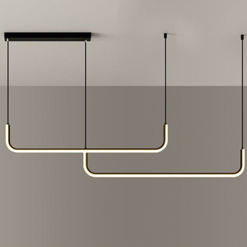 Moderne Lineær Loftslampe med Justerbart LED-Lys Loftslampe Tech Butik Dobbelt Side - 150cm x 120cm - 42W Sort Kold Hvid