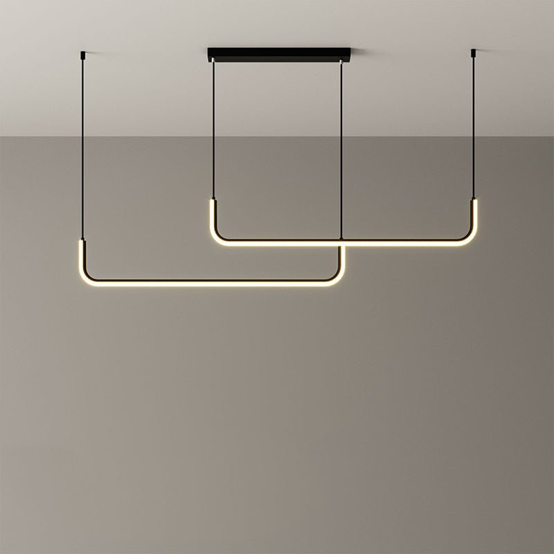 Moderne Lineær Loftslampe med Justerbart LED-Lys Loftslampe Tech Butik Dobbelt Side - 150cm x 120cm - 42W Guld Justerbart Lys (Fjernbetjening - Dæmp + CCT)