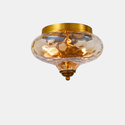 Moderne Loftlampe i Guld med Hammeret Glas – Elegant Loftlampe til Stue Belysning Tech Butik