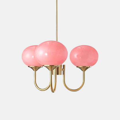 Moderne Loftlampe med Kunstneriske Glasskærme Pendellampe Tech Butik 3 Hoveder Dia 46cm x H 34cm Kobber+rosa