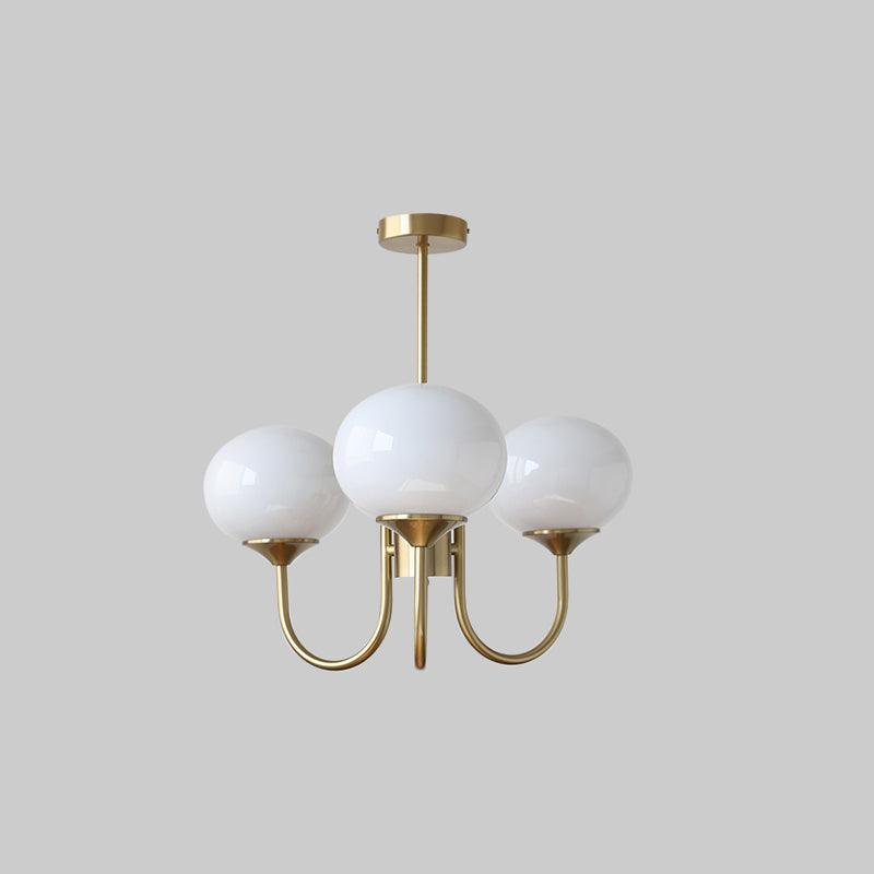 Moderne Loftlampe med Kunstneriske Glasskærme Pendellampe Tech Butik 3 Hoveder Dia 46cm x H 34cm Kobber+hvid