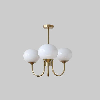 Moderne Loftlampe med Kunstneriske Glasskærme Pendellampe Tech Butik 3 Hoveder Dia 46cm x H 34cm Kobber+hvid