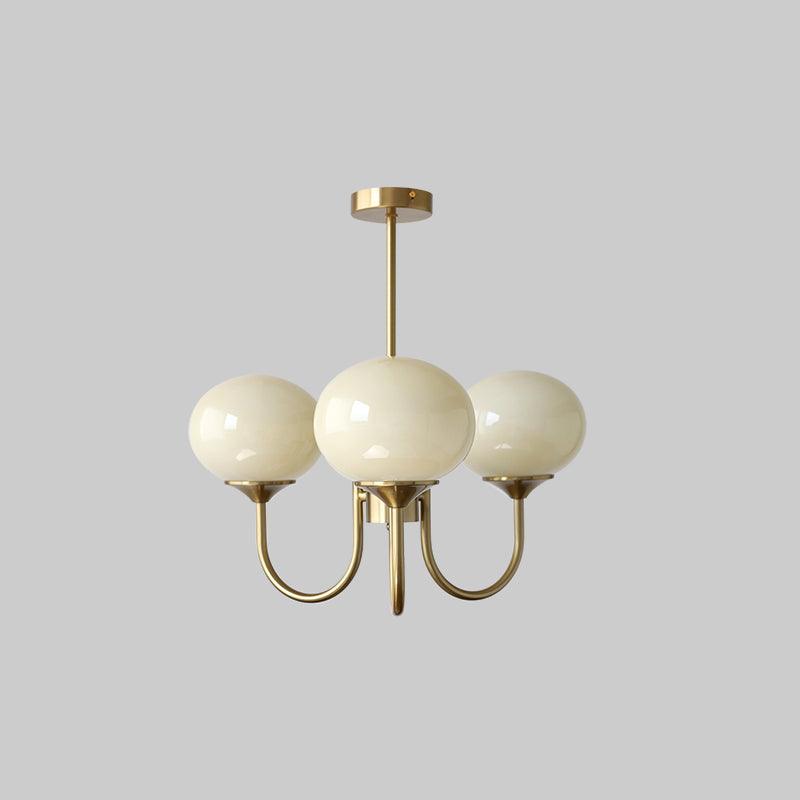 Moderne Loftlampe med Kunstneriske Glasskærme Pendellampe Tech Butik 3 Hoveder Dia 46cm x H 34cm Kobber+creme