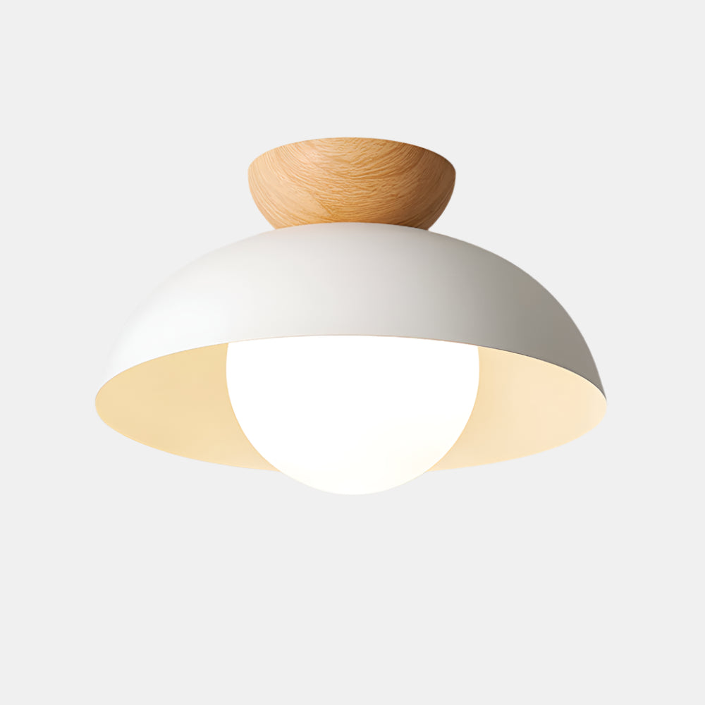 Moderne Loftlampe til Blød og Indbydende Belysning Loftslampe Tech Butik Dia 30cm x H 20cm / ⌀ 11.8″ x H 7.9″ Hvid & Træmønster