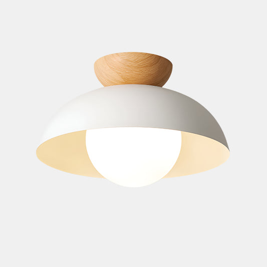 Moderne Loftlampe til Blød og Indbydende Belysning Loftslampe Tech Butik Dia 30cm x H 20cm / ⌀ 11.8″ x H 7.9″ Hvid & Træmønster
