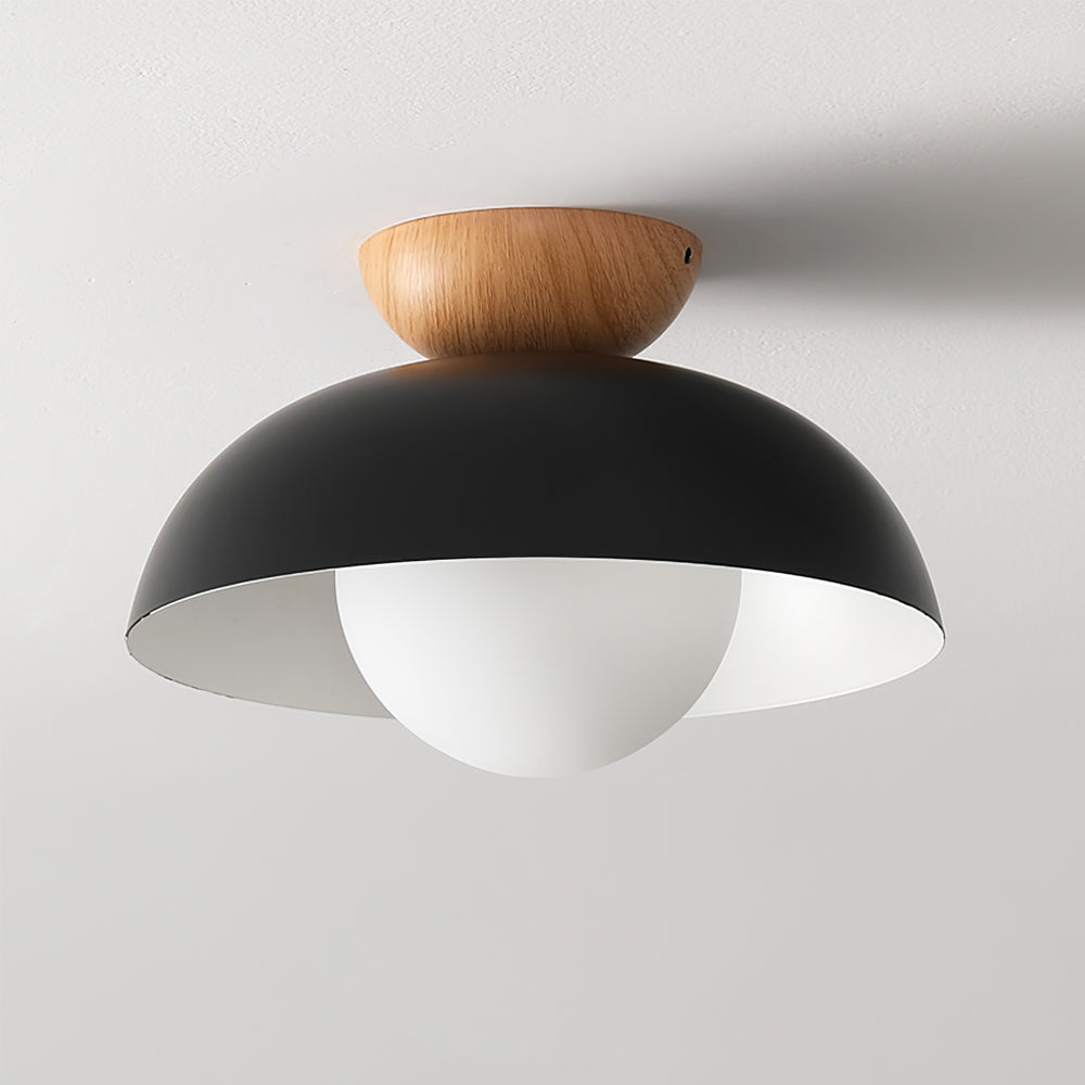 Moderne Loftlampe til Blød og Indbydende Belysning Loftslampe Tech Butik Dia 30cm x H 20cm / ⌀ 11.8″ x H 7.9″ Sort & Træmønster