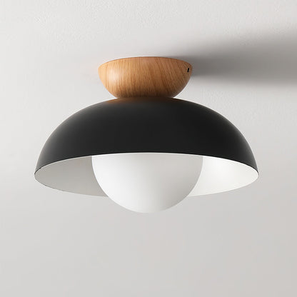 Moderne Loftlampe til Blød og Indbydende Belysning Loftslampe Tech Butik Dia 30cm x H 20cm / ⌀ 11.8″ x H 7.9″ Sort & Træmønster