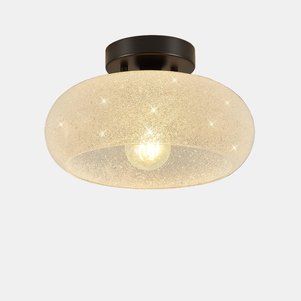 Moderne Loftlys med Glas – Elegant Semi-Flush Armatur til Stue og Soveværelse Belysning Tech Butik Sort D28*H10cm