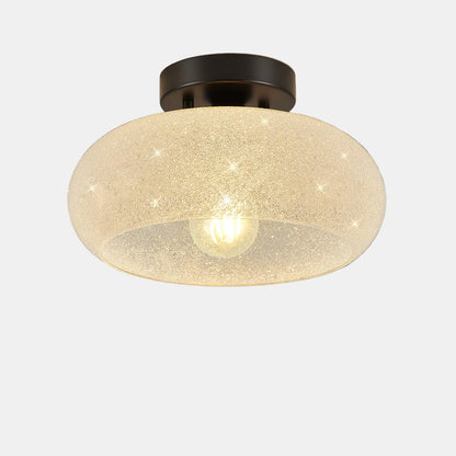 Moderne Loftlys med Glas – Elegant Semi-Flush Armatur til Stue og Soveværelse Belysning Tech Butik Sort D28*H10cm