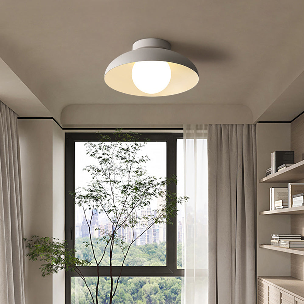 Loftlampe med Moderne Hvid Kuppel-Skærm Belysning Tech Butik