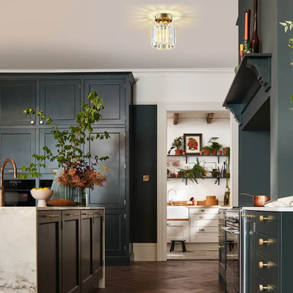 Moderne Loftlys med Krystal og Messing – Dæmpbar Belysning til Køkken og Gang Belysning Tech Butik Default