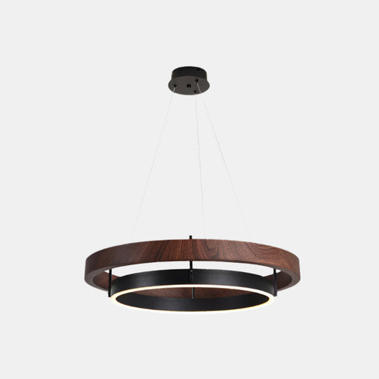Moderne Loftlysekrone med Dobbeltring og Blødt LED-Lys Hængende lampe Tech Butik ∅ 23.6″ x H 4.3″ / Dia 60cm x H 11cm Valnød farve & Sort Varmt lys