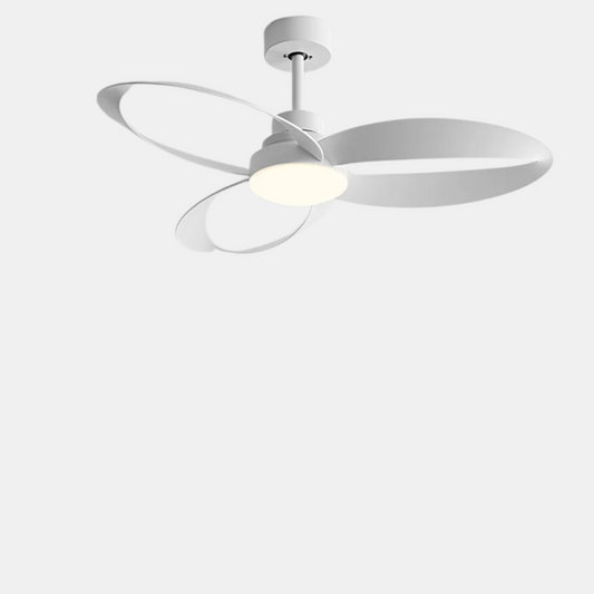 Moderne Loftventilator med LED Belysning og Bølgede Træblade Loftventilatorlampe Tech Butik Hvid 106cm