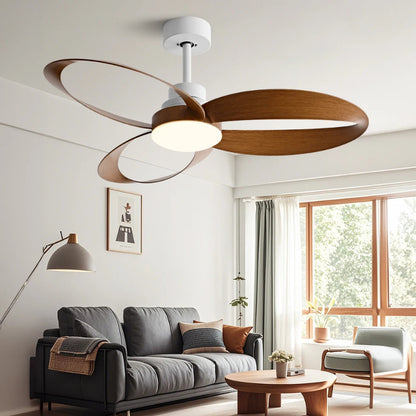 Moderne Loftventilator med LED Belysning og Bølgede Træblade Loftventilatorlampe Tech Butik