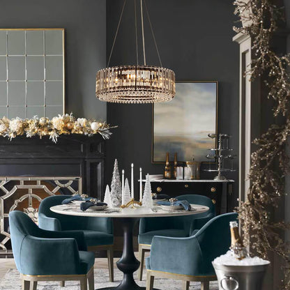 Moderne Lysekrone i Krystal med Justerbar Højde til Spisestue – 6 Lys Kronleuchtere Tech Butik